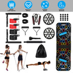 Multifunctional Push Up Board Home Strength Training Equipment With 15 Fitness Accessories Pilates Bar Resistance Band Roller Wheel Full Body Workout Home Gym Equipment