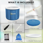 Cold Plunge Tub, Portable Ice Bath Cold Water Therapy Tub with Thermo Lid, for Athletes Recovery, Dark Blue