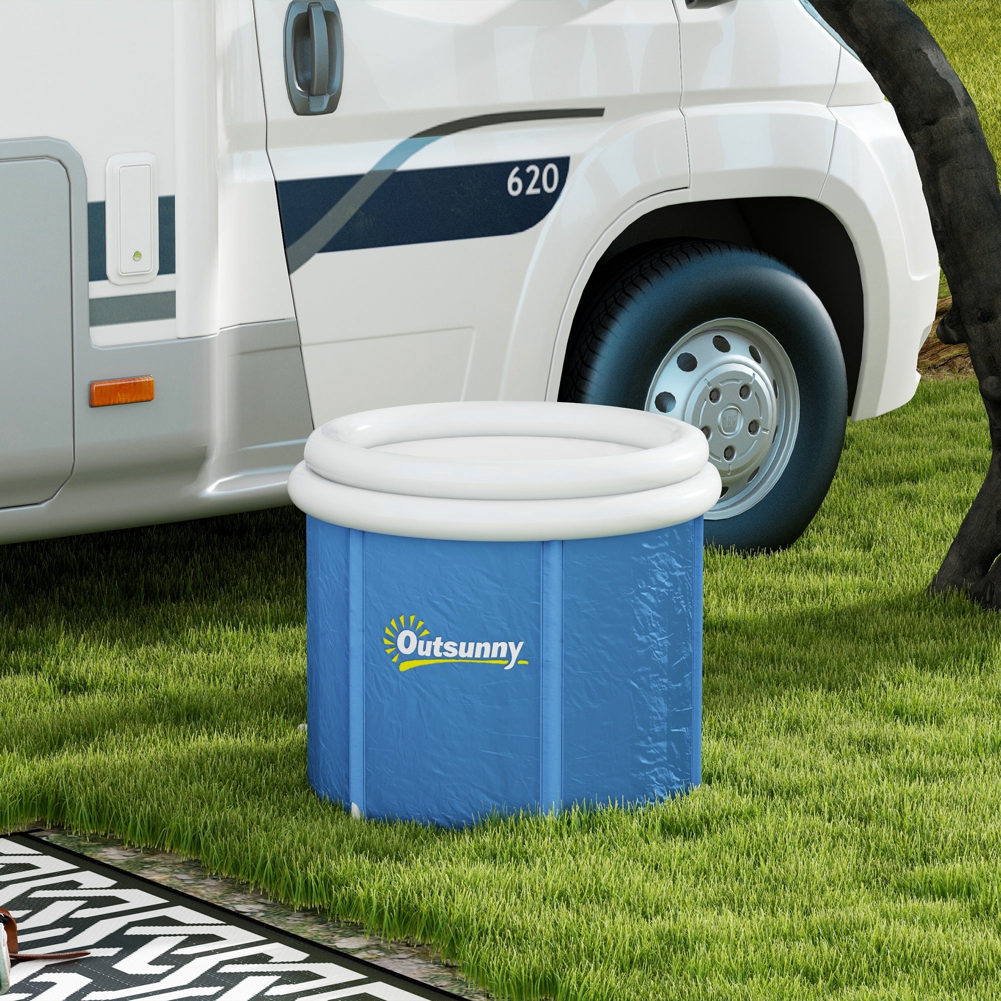 Cold Plunge Tub, Portable Ice Bath Cold Water Therapy Tub with Thermo Lid, for Athletes Recovery, Dark Blue